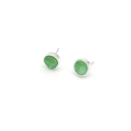 STUD EARRINGS GREEN FLUORITE