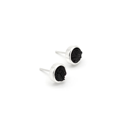 STUD EARRINGS BLACK TOURMALINE